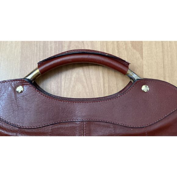 Vintage Leather School Florence Retro Handbag Purse Red Leather - Picture 6 of 12